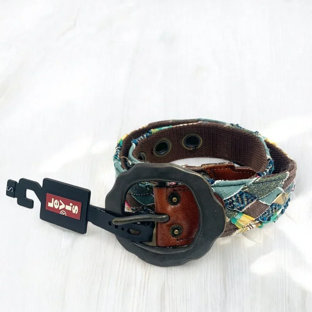 Levi's Big Boys Patchwork & Leather Belt Multicolor & Brown 4094-20 Size Small
